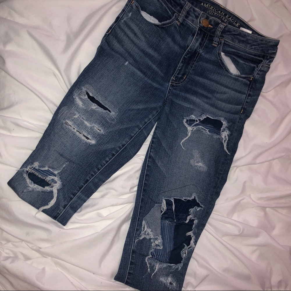 Patchwork high-rise jegging